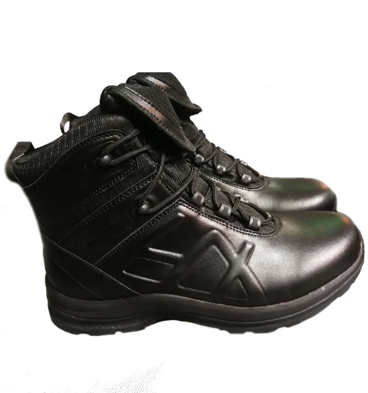 Full genuine leather HX upper black combat wellco custom boots of anti-slip