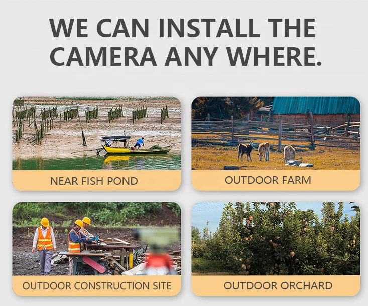 Security WiFi Camera 4G Wirefree Solar Powered Rechargeable Battery Smart Camera System 1080p Night Vision 2-Way Talk