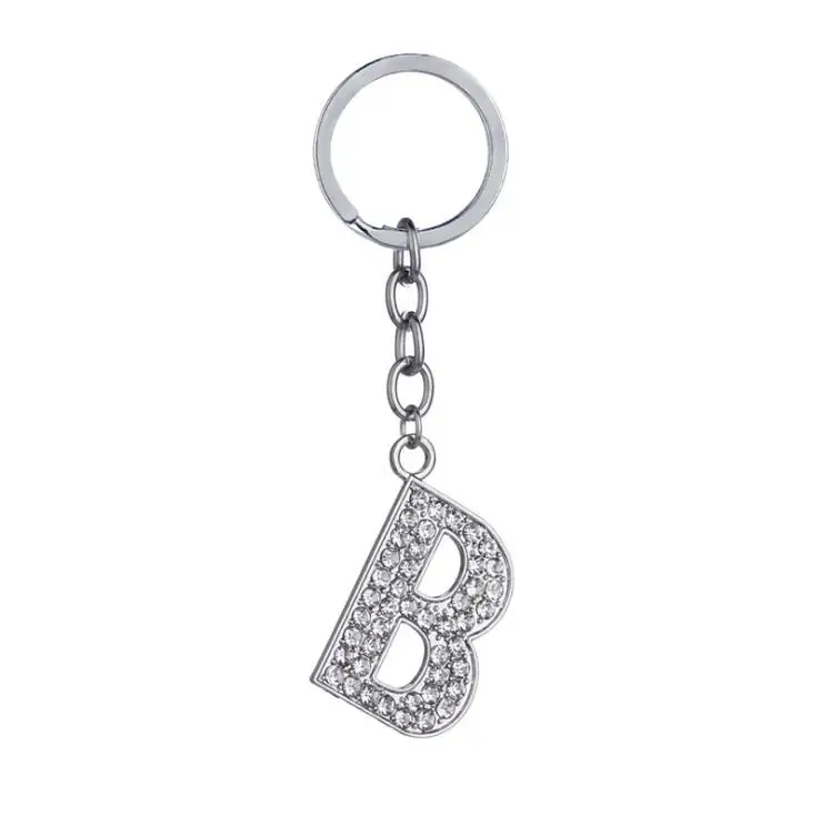 Rhinestone Alphabet Keyring Initial Letter Keychain