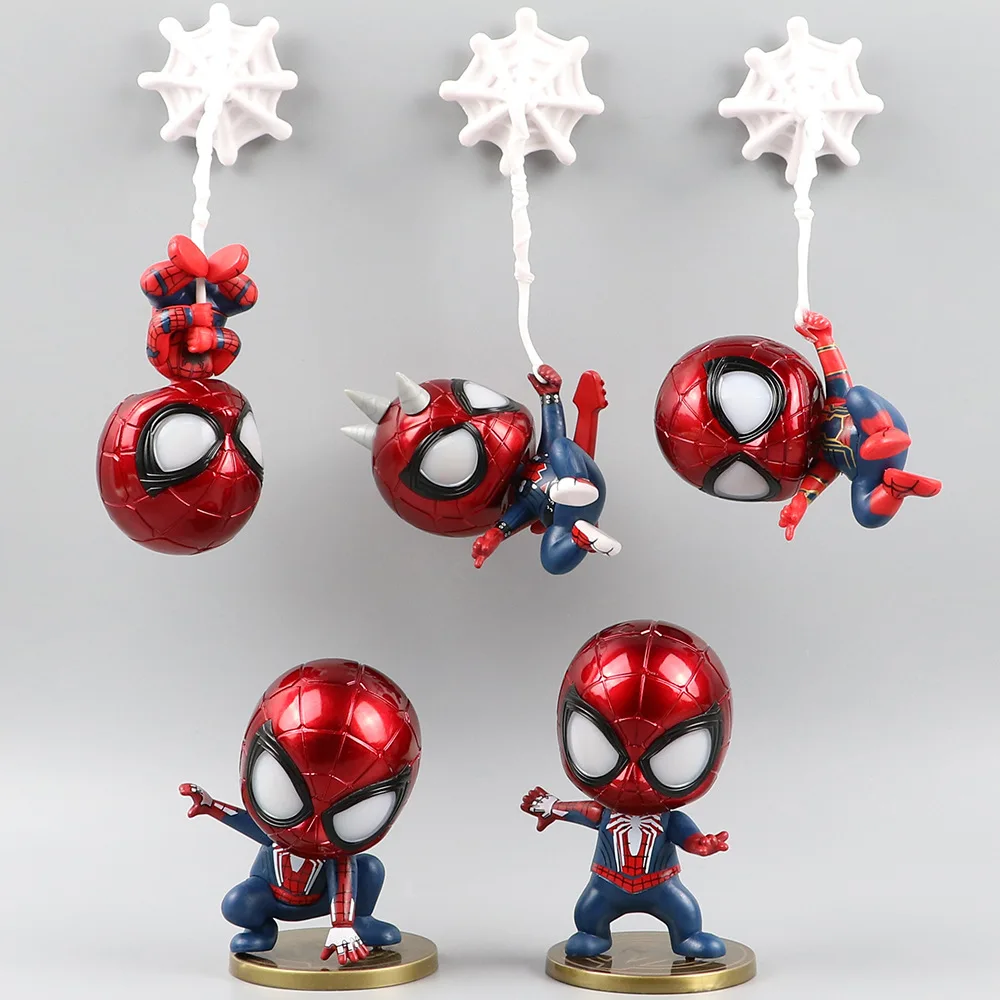 Anime Lovely Cartoon Spider Man Marvel Action Figure Sets 3D Doll Toys Car Desk Cake Decoration Action Figures Accessories