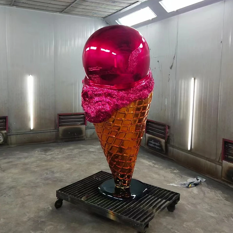 fiberglass sculpture customized electroplated ice cream outdoor decoration desserts pudding model props