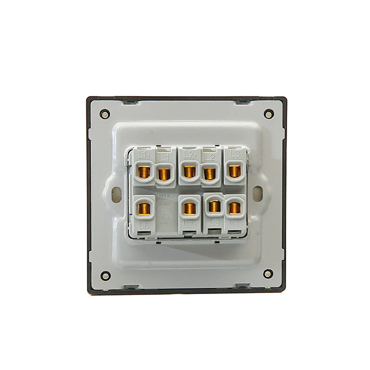 New design Gold waterproof PC material 3 gang eu wall switch panel for home