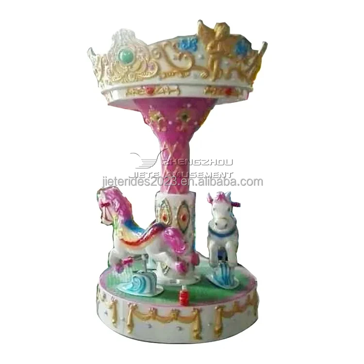 Fairground Merry Go Round 3 Person Kids Rotating Carousel For Kids Coin Operated Game Machine