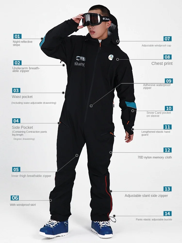 Yufan Men Winter Season Wholesale Windproof Waterproof Snowboard Ski Suit Custom Design One Piece Mens Skiing Suit