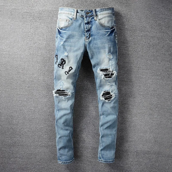professional factory custom denim fabric jeans custom pattern distressed washed men denim jeans