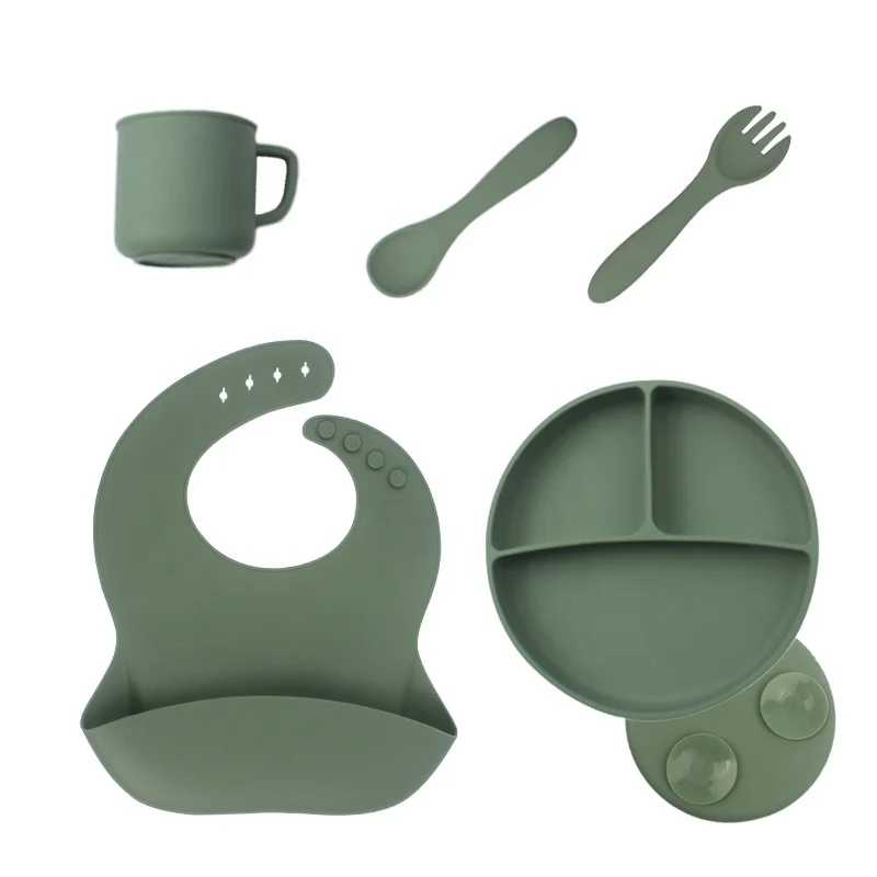 Baby Feeding Accessories Inclube Cup Bowl Plate Spoon Silicone Dinnerware Set For Kids