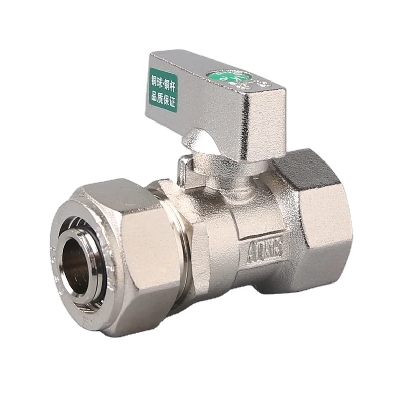 303  16~25mm brass female compression butterfly long handle ball valve floor heating pex pipe fittings
