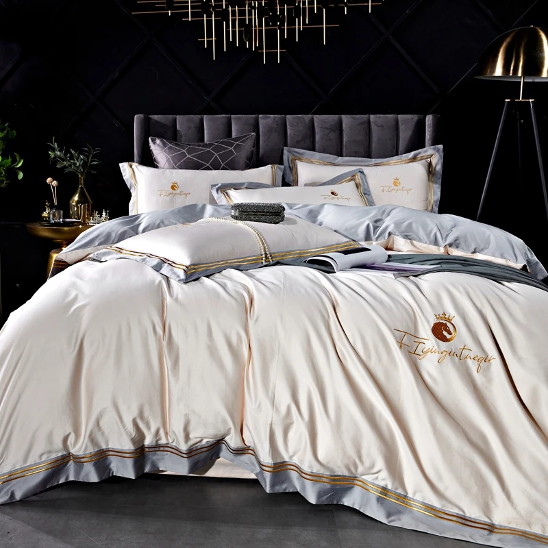 Luxury King size 600TC 5star white hotel linen bedding set bed sheet set