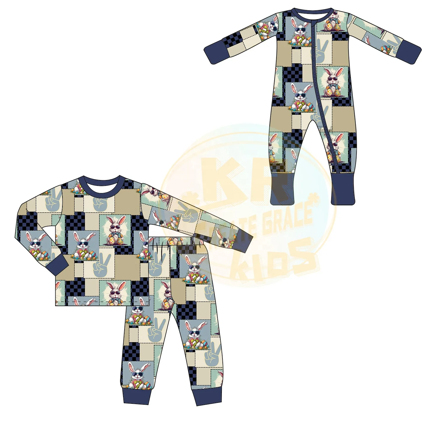 Custom Bamboo Romper Suit Kids Pajamas Cartoon Smile Print Kids Pajamas Bamboo for Boys
