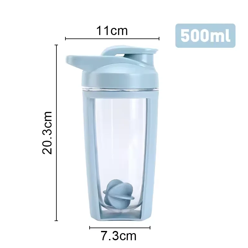 portable 500ml plastic Popular Protein Shaker Water Bottle and workout mini shaker bottle Sporting Gym Shake Cup with mixer ball