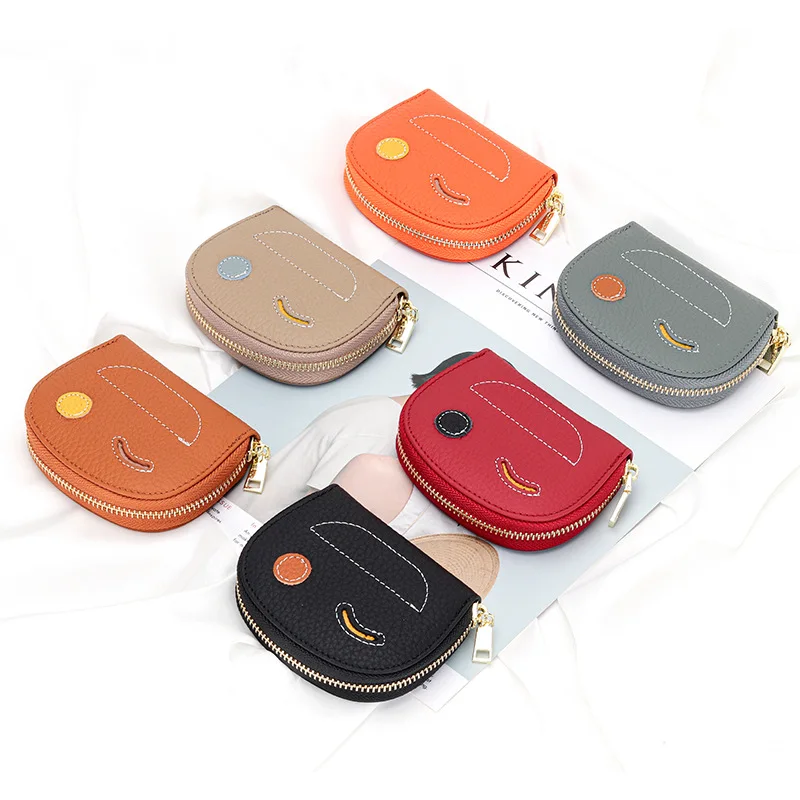 Cute Creative Ladies Zipper Designer Mini Women Wallet Genuine Leather Credit Card Carder with Coin Purses For Girls