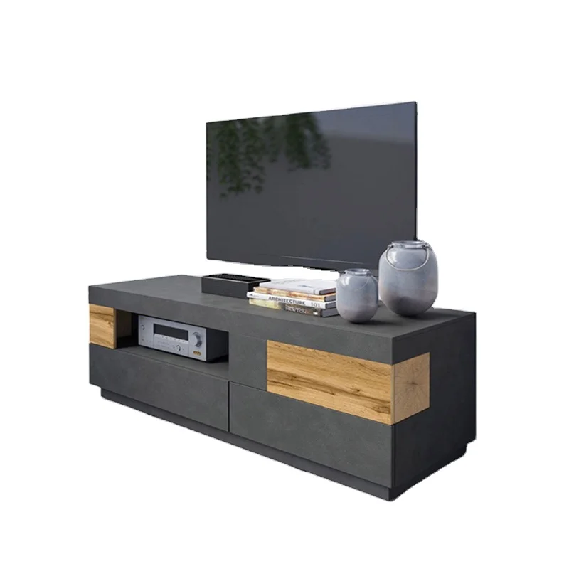 New Design 85 Inch LuxuryModern Tv Cabinet Black Table Tv Console Stand Wooden With Storage