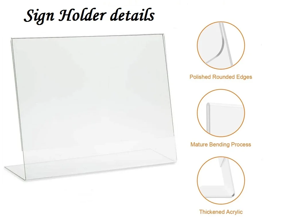 7x5 Horizontal self standing acrylic sign holder photo frame with insert for home office store