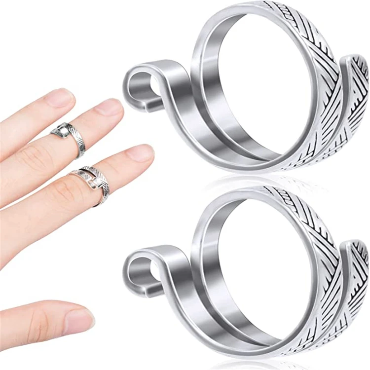 Adjustable Knitting Crochet Loop Ring Knitting Accessories Braided Knitting Ring Yarn Guide Finger Holder Open Finger Ring