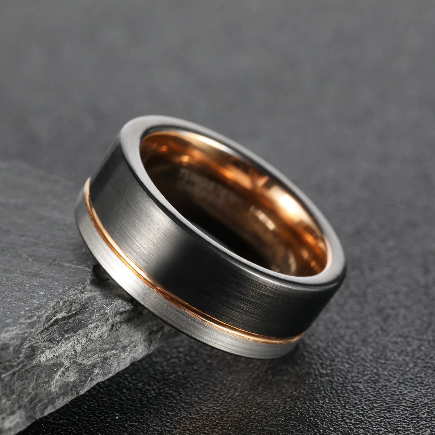 Trendy 6mm/8mm Black Tungsten Steel Carbide Wedding Rings For Men Matte Tricolor Stainless Steel Rings Men Wedding Bands