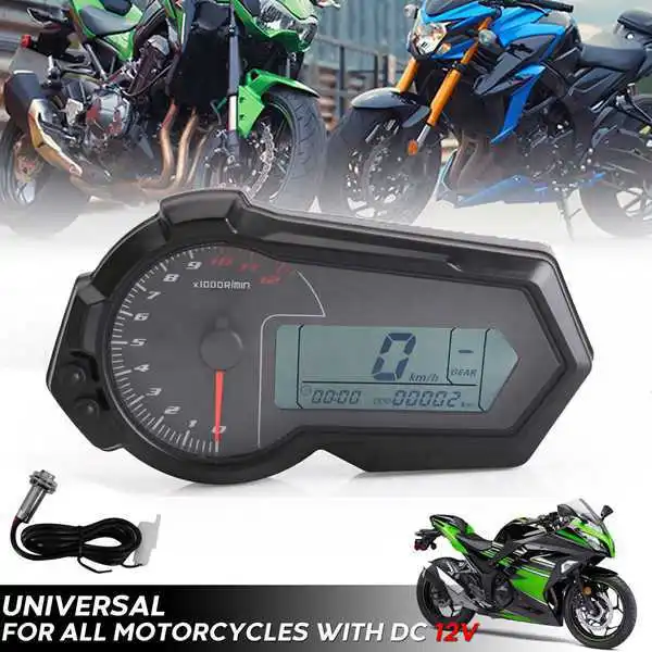 High Quality Motorcycle Universal LCD digital tachometer Speedometer