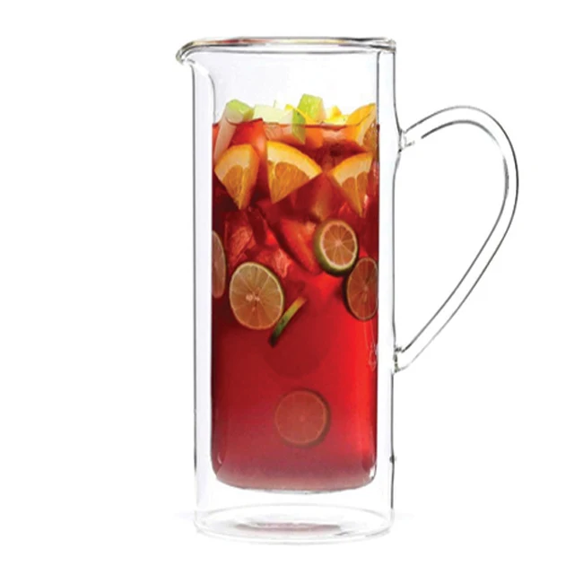 
double wall borosilicate heat resistant glass jug 