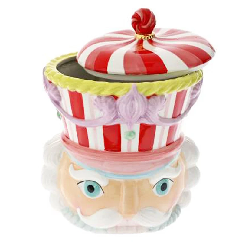 Традиционный праздничный домашний декор винтажный контейнер для хранения конфет и еды керамическая Рождественская банка печенья с головкой орехов перечной мяты пастели