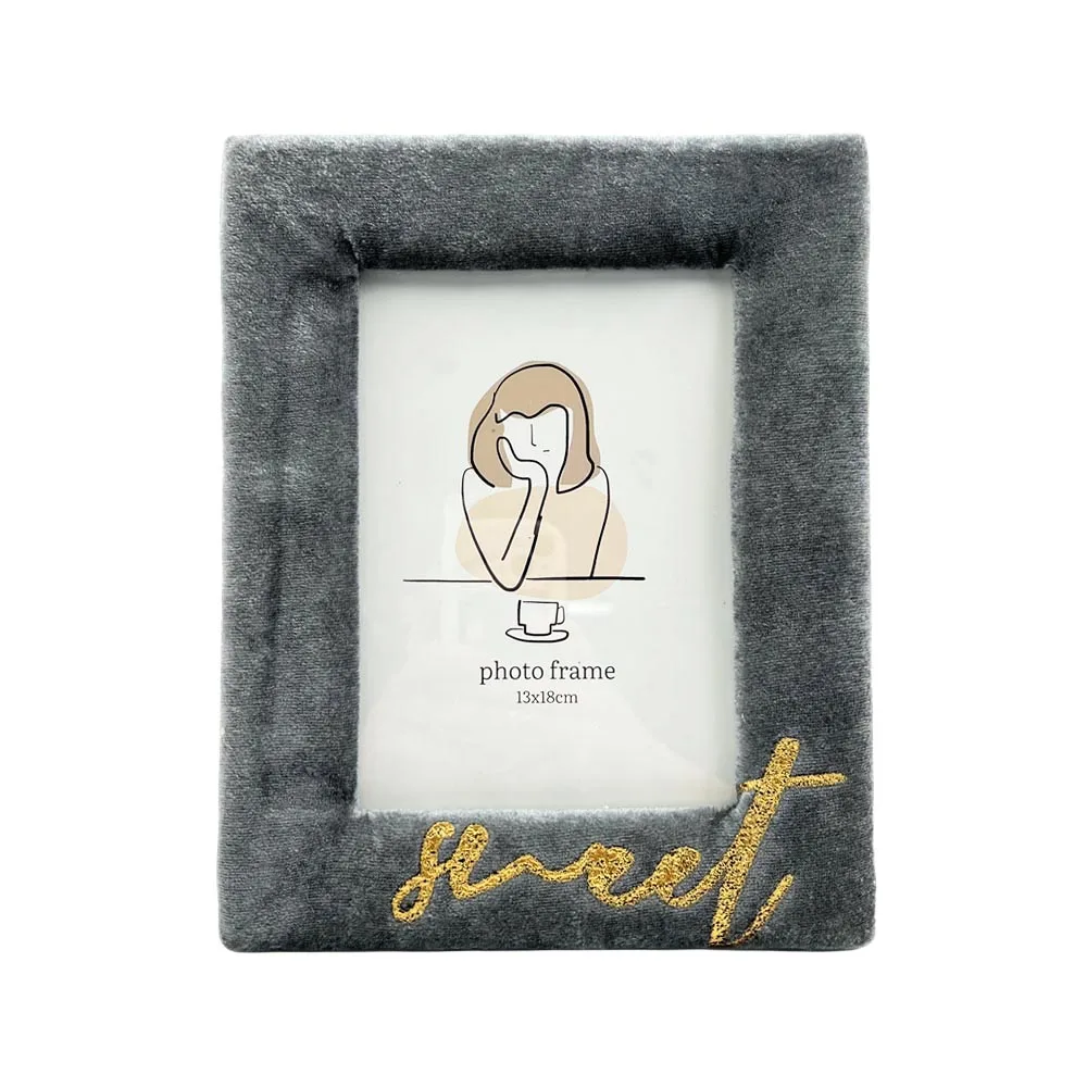 Hot sell 8 INCH Customized Colorful Design Soft Velvet PU Wood Photo Picture Frame for Gift