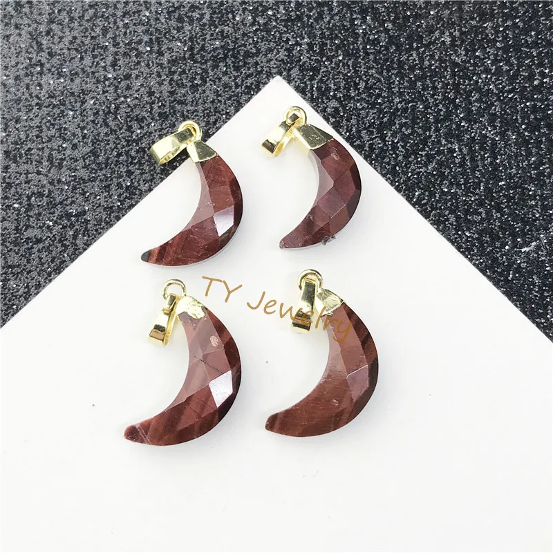Elegant multicolor Natural stone the moon shape pendant charm for customized Jewelry DIY for choker for earring