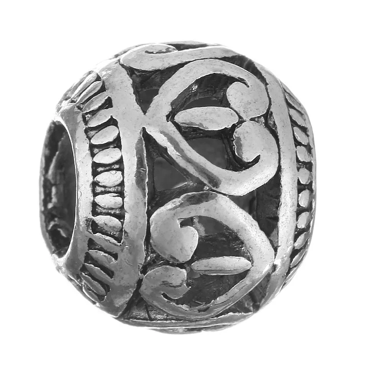 10 Pcs Antique Silver color Round European 4.3mm Hole Big Hole Beads Spacer Bead for DIY Jewelry Making Charms Bracelet Finding