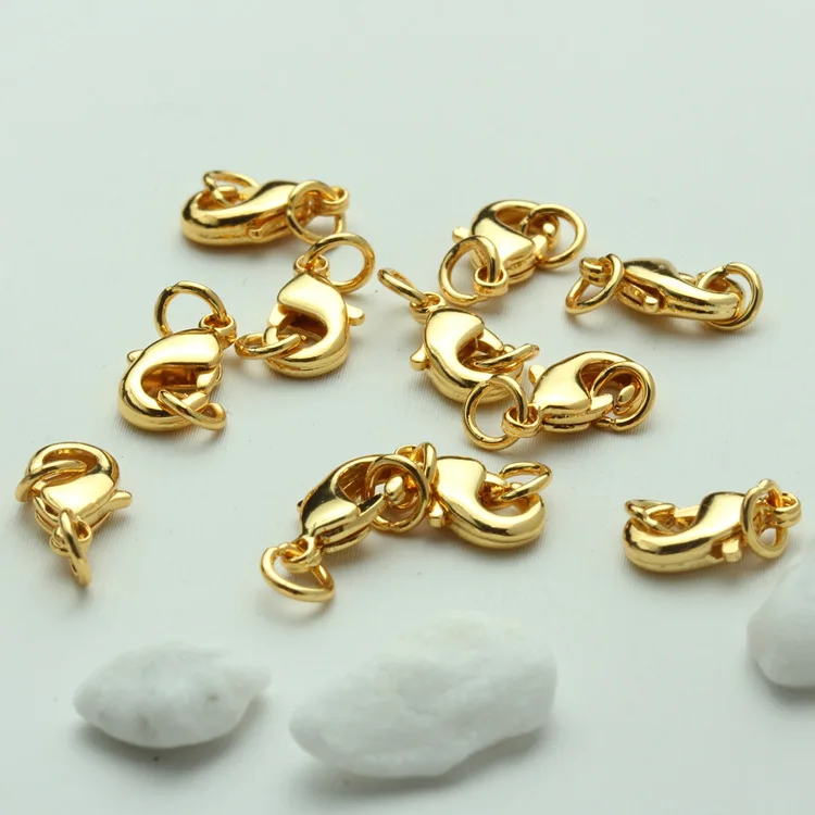 NANA high quality 14k gold plated findings,10mm brass gold lobster clasps
