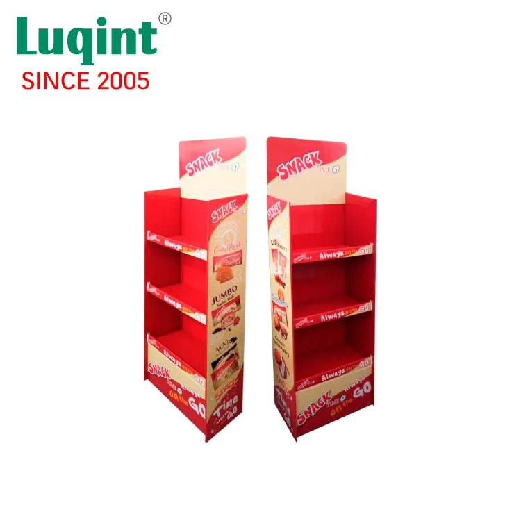 Prepack Creative Design Corrugated Cosmetic Floor Displays Stand, POS Cardboard Display Stand for Gift Bag Card Merry Christmas