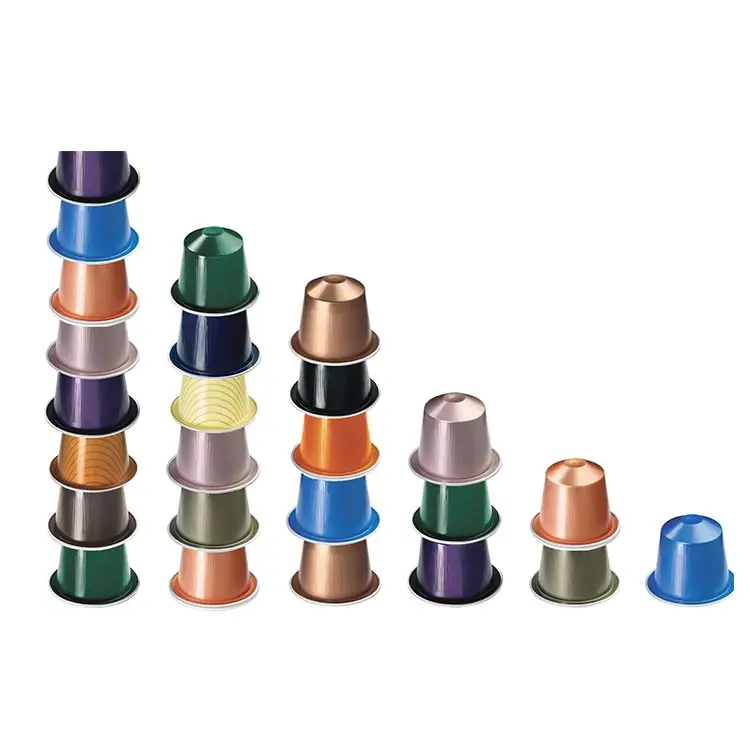 Wholesale Colorful Empty Aluminum Foil Capsule Nespresso Coffee Capsules With Sticker Lid Producer