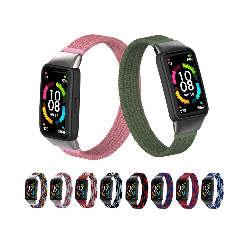 Nylon Strap Loop Woven Bracelet for Huawei honor Band 6/6 Pro Wrist Belt Elastic Wristband