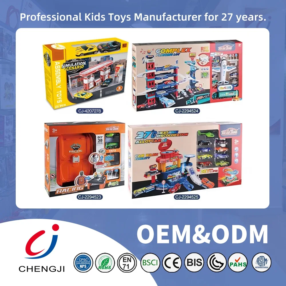 Chengji kids stem diy educational toys simulated scene 3D puzzles game set gas station toys for kids