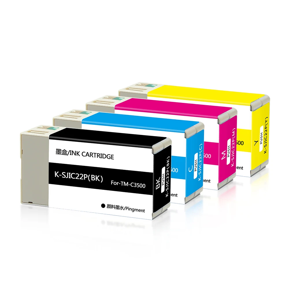 Картридж MWEI cmyk Sjic SJIC22P совместимый с чернилами пигментными чипом одноразового использования для серии Epson ColorWorks C3500