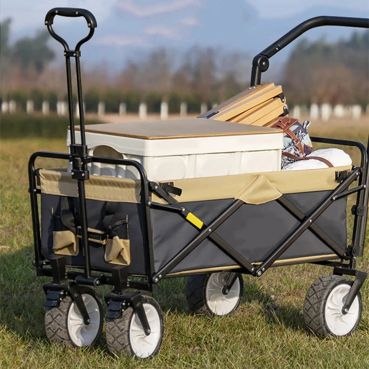 Heavy Duty Foldable Collapsible Trolley Adjustable Handles Shopping Camping Outdoor Folding Utility Wagon Cart