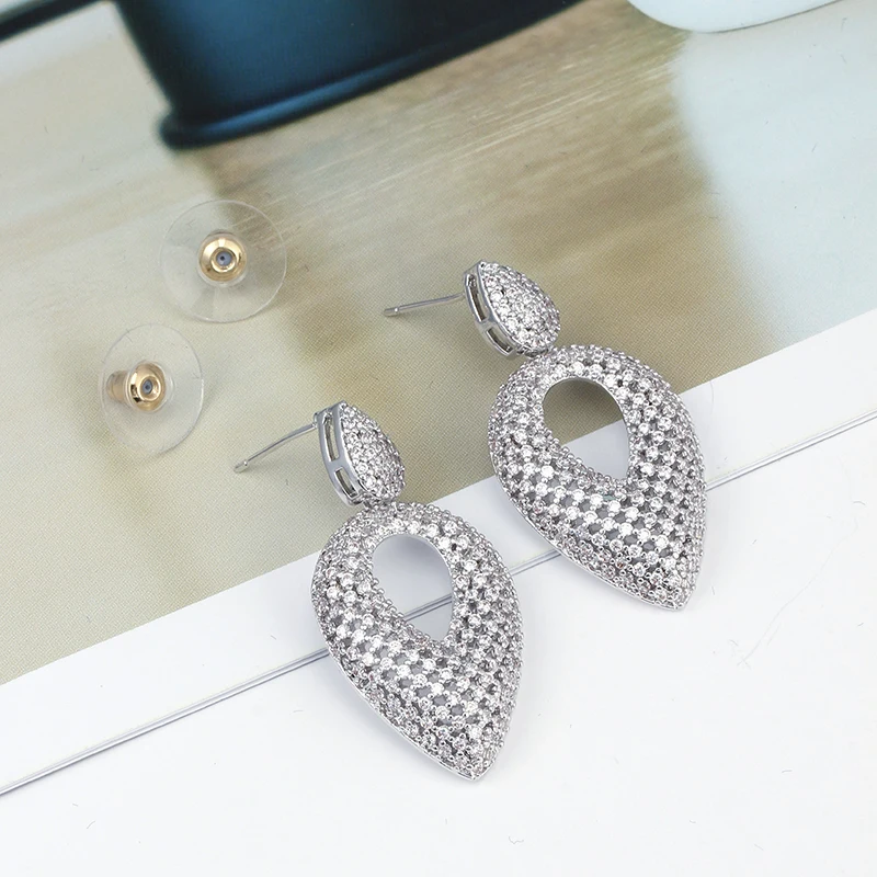 Peach Heart Earrings High Quality Glamour Drop Earrings