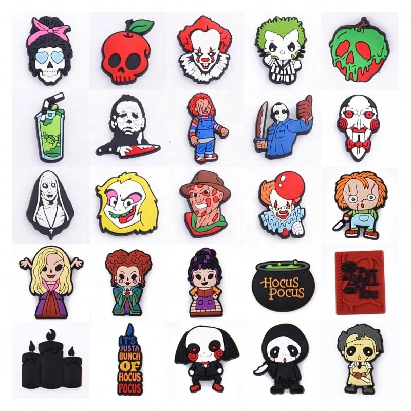 Wholesale Custom Horror Cartoon Logo Beach animal rubber Halloween Clog Shoe Charms for Decoration Accessories