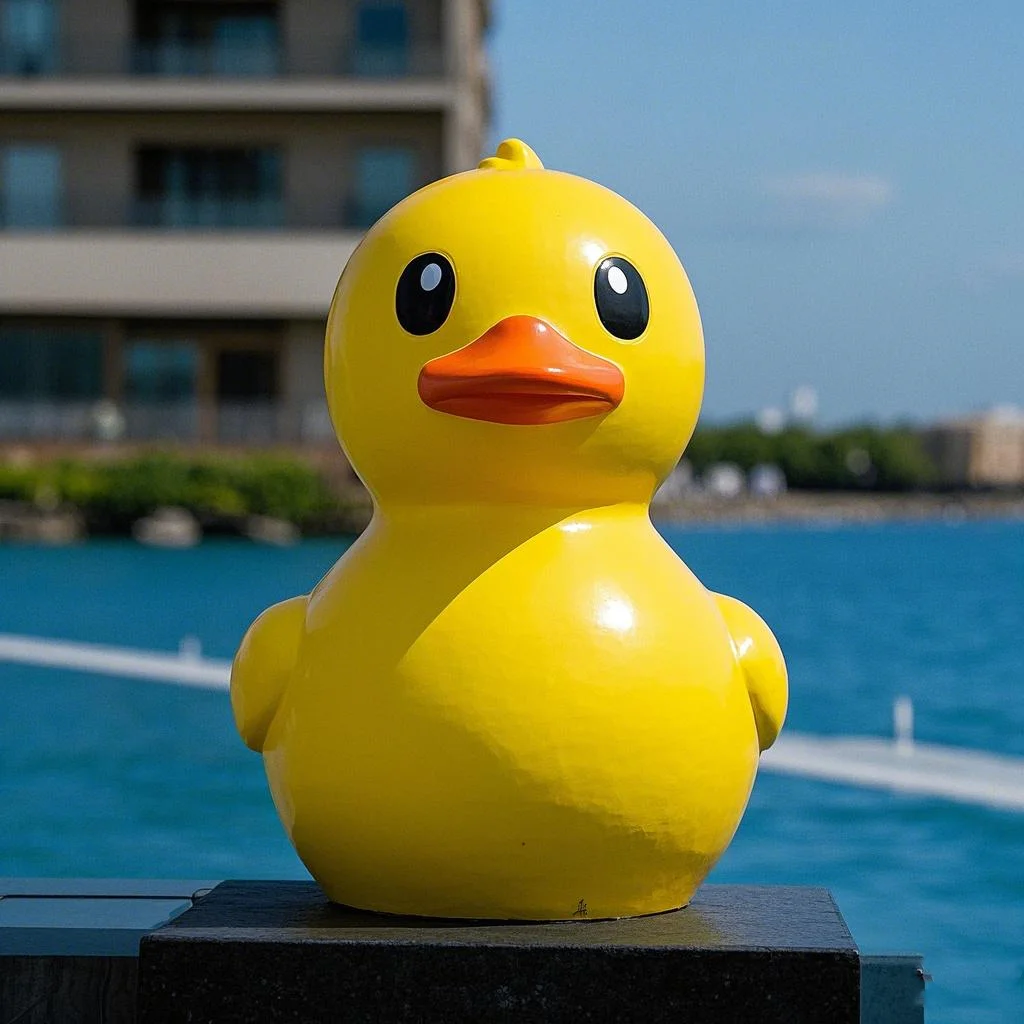 Fiberglass Large Crafts Yellow Duck Sculpture Doorstep Shopping Mall Lovely Doll Character Landmark 3D Cartoon Street Art Statue