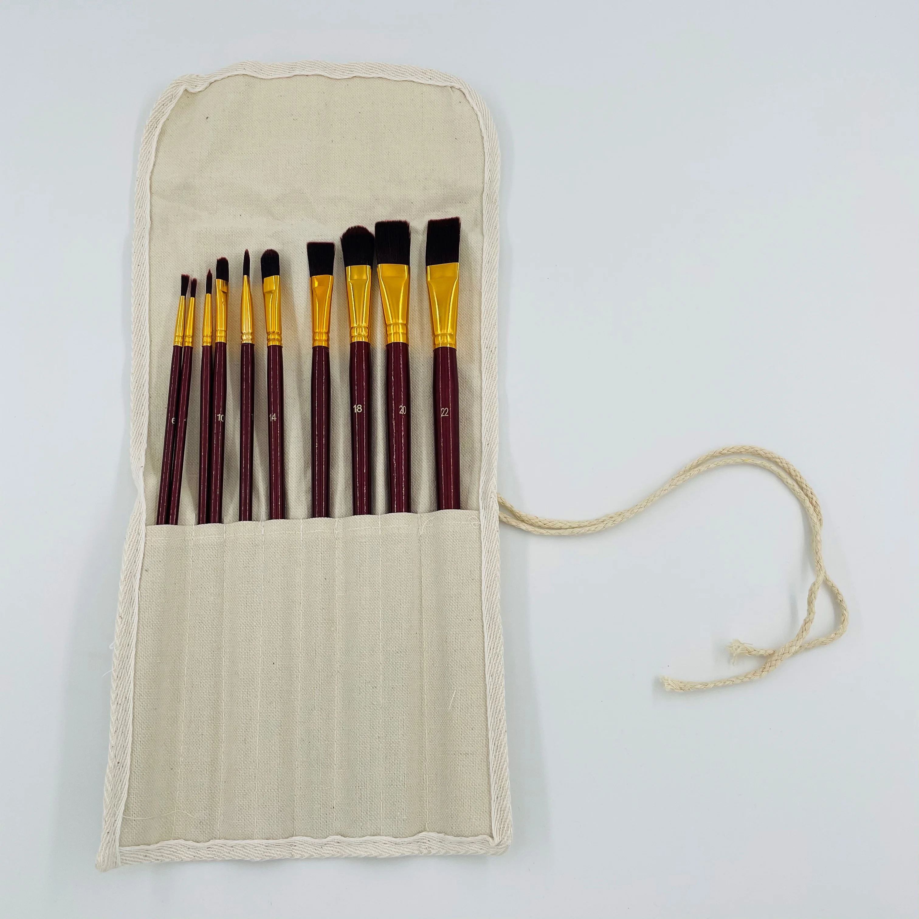 custom logo paint brushes with nylon Hair Bristles aluminum tube wooden handle artist oil paint brush set for watercolor paint