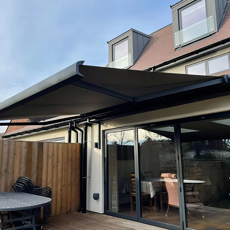 Outdoor Motorized Retractable Canopy Sunshade Crank Arm Retractable Cassette Awning Aluminum Patio Home Awning