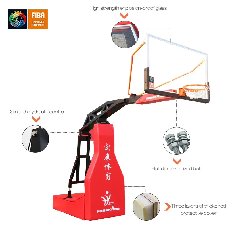 FIBA  approved  heavy- duty  Plain Base  basketball stand basketball hoop  HKF -1007