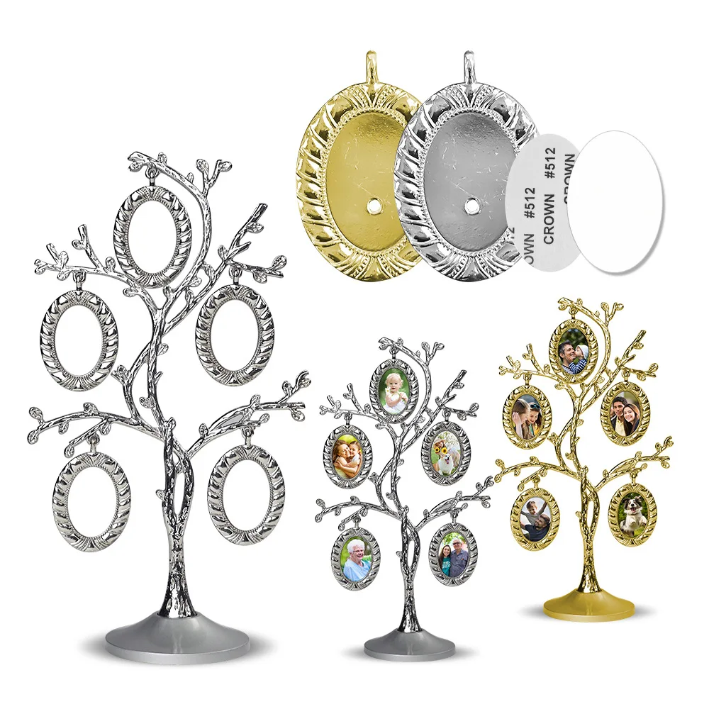 Sublimation Metal Tree Photo Frame Family Set Blank Christmas Craft Gift
