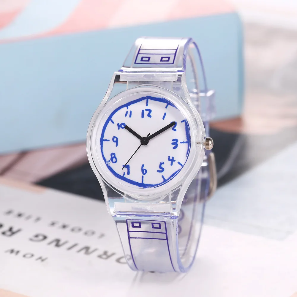 Lovely Colorful Jelly Watches For Birthday Gift  Transparent Plastic Student Young Girl Wristwatch with Cute ins style