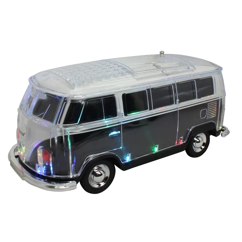 Unique Electronic Promotional Gift Bus Shaped Speaker Wireless Blue tooth LED Radio Speaker with TF USB FM AUX MP3 Player