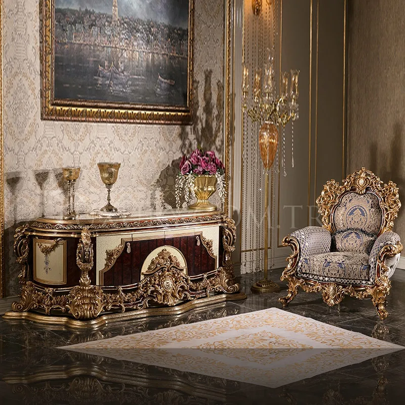  Handmade Carved solid wood TV cabinet luxury furniture French style living room and Bedroom Lockers