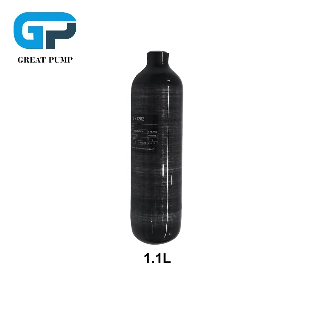 GP CE 1.1L 30mpa 4500psi  300bar High Pressure M18*1.5 PCP Paintball  Fire Rescue Portable Scuba Diving Carbon Fiber Gas Bottles
