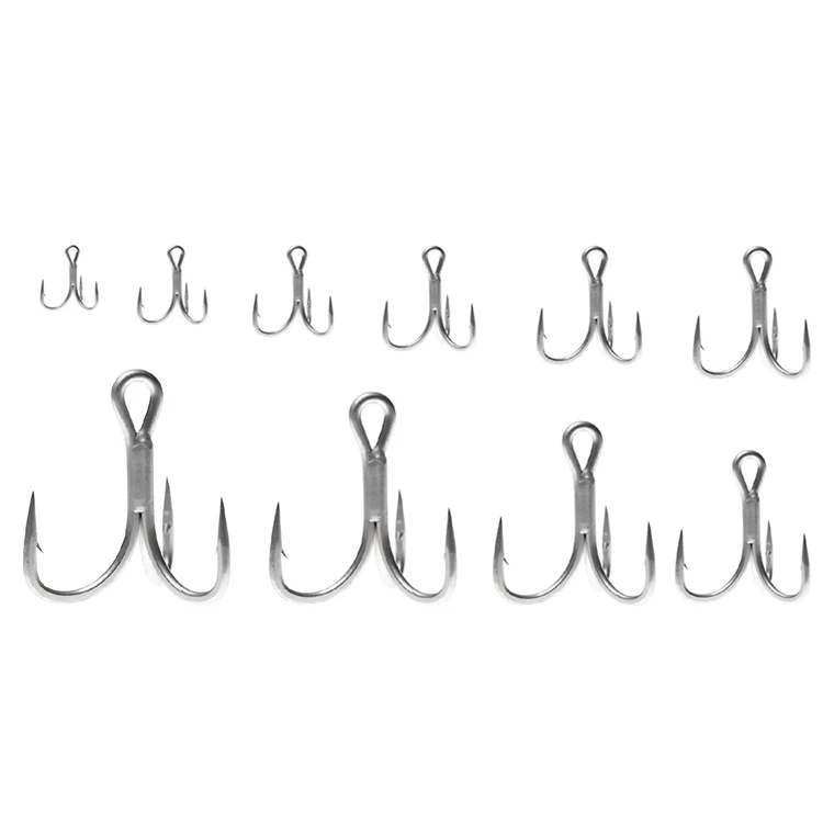 ST46 1000pcs/bag 3x Stainless Steel High Carbon Treble Hooks Strong Fish Light Fishing Hook Treble