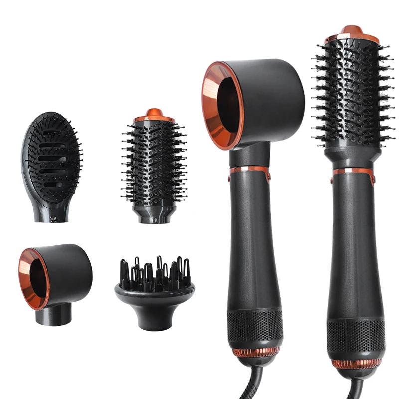 One Step 4 in 1 Hot Air Comb Hair Straightening Curling Brush Dryer Styling Interchangeable Hot Air Blow Dry Brush