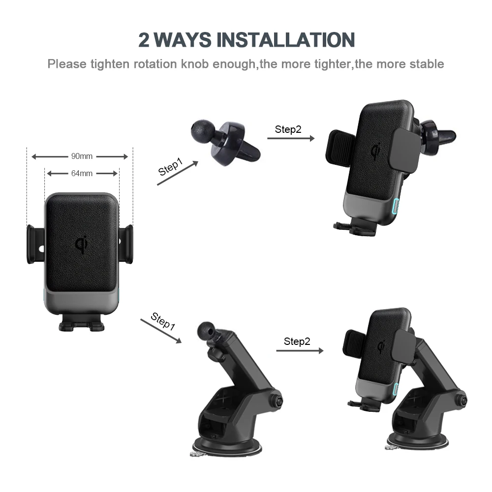 New Products 15w Qi Certificate Automatic Car Universal Phone Mount Auto Fast Wireless Car Charger Holder