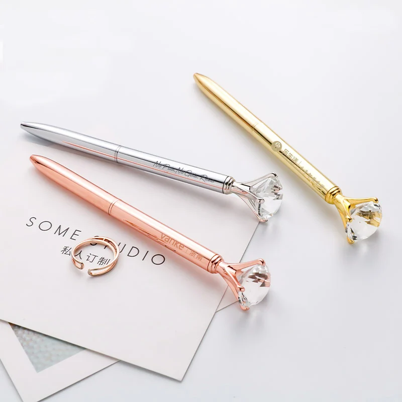 Stock Promotional Crystal Ballpoint Pen Cute Metal Ball Pen Top Diamond Pen for Gift Office School