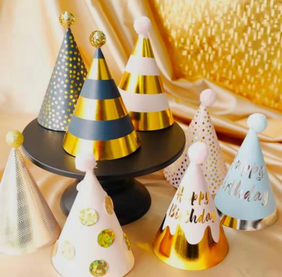 Green birthday party lucky elaborate birthday paper birthday hat