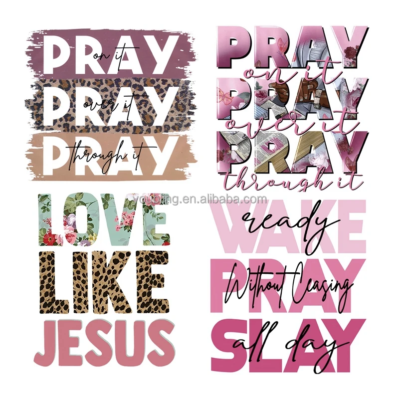 18+ Custom Various  Pray on it, Pray through it, Leopard  Plastisol Heat Transfer Iron on Ready to Press DTF Christian Transfers