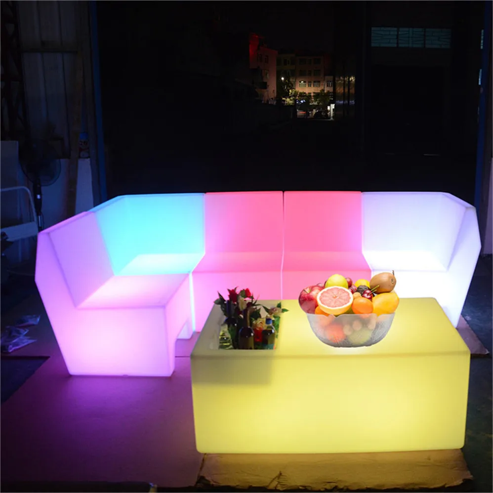 Декоративный светодиодный уличный стол, ночной клуб, ресторан, паб, кафе, пластиковая мебель, наборы диванов со светодиодной подсветкой для бара, стола и стула